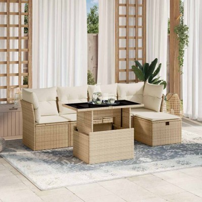 Sofa set with cushions, 6...