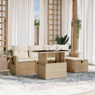 Sofa set with cushions, 6...