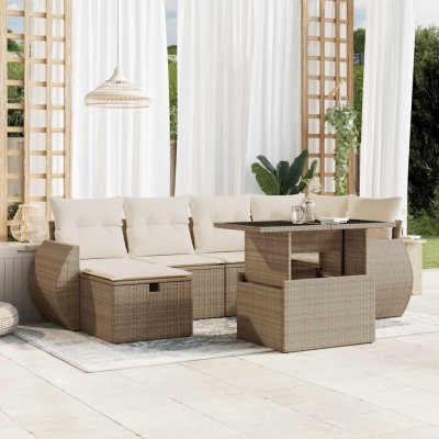 Sofa set with cushions, 7...
