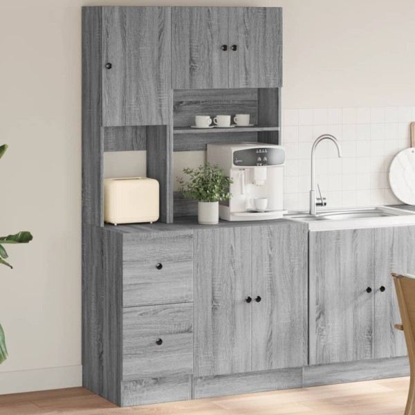 Kitchen cabinet, gray oak, 95x50x180cm, treated wood