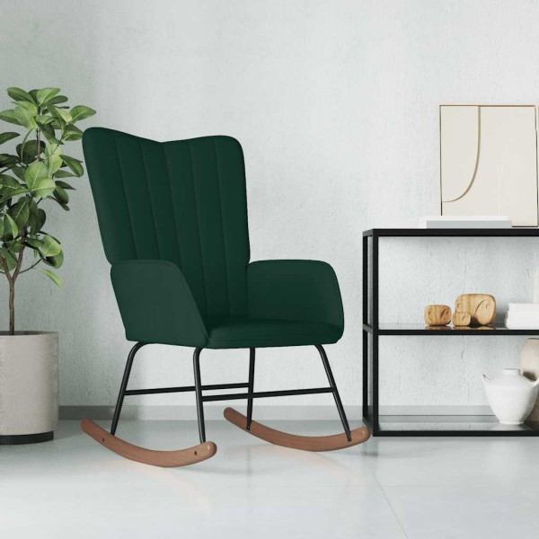 Rocking chair, dark green, velvet
