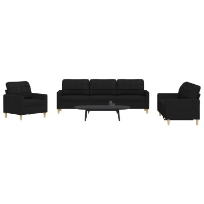 Sofa set, 3 parts, black,...
