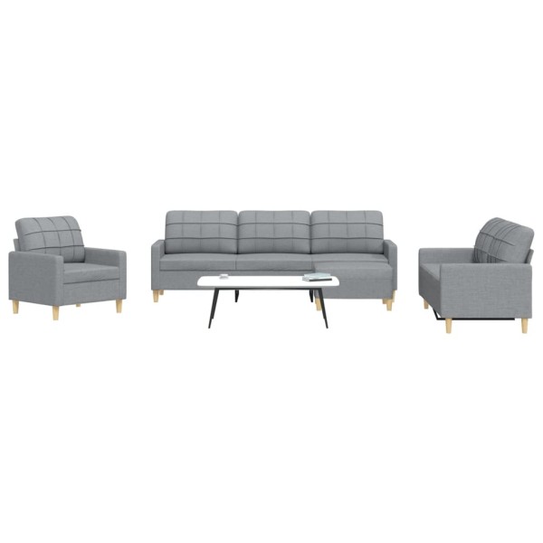 Sofa set with footrest, 4 parts, gray, fabric