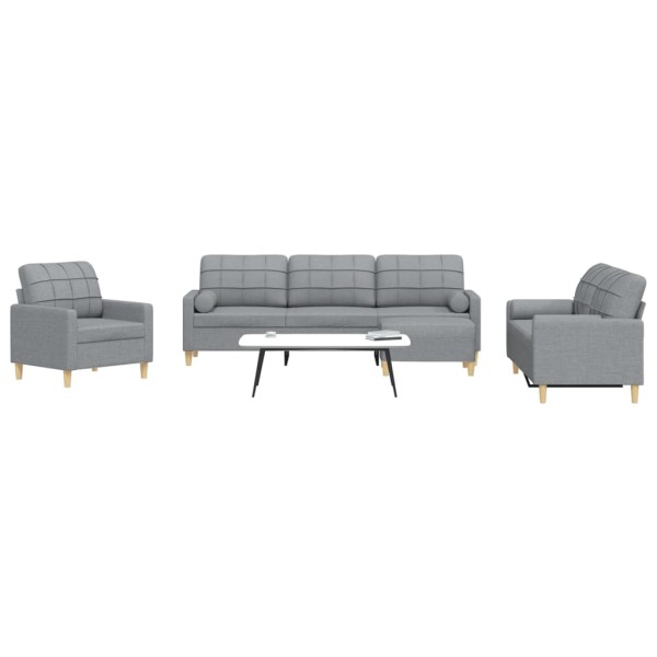 Sofa set with pillows/leg, 4 parts, taupe, fabric