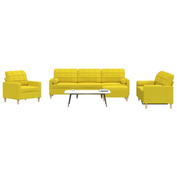 Sofa set with pillows/footstool, 4 pieces, yellow