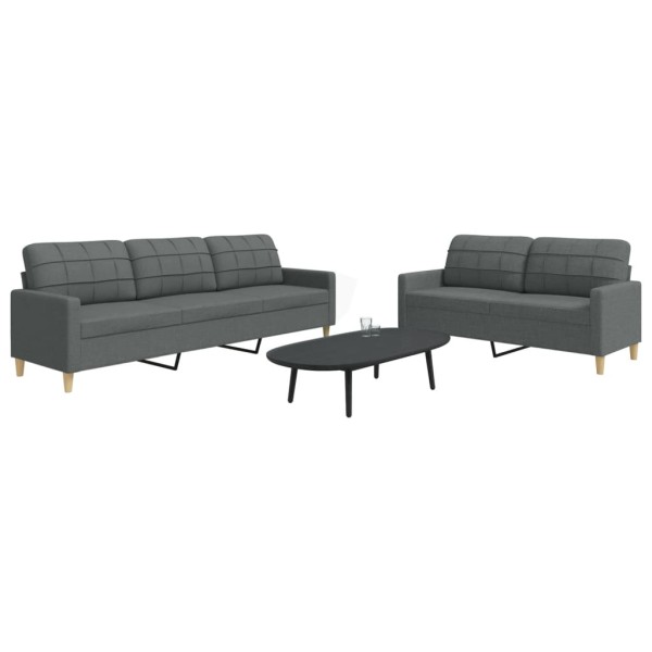 Sofa set, 2 parts, dark gray, fabric