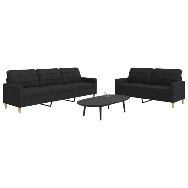 Sofa set, 2 parts, black, fabric