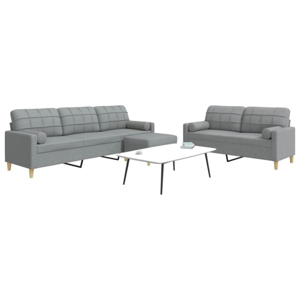 Sofa set with pillows/leg, 3 parts, taupe, fabric