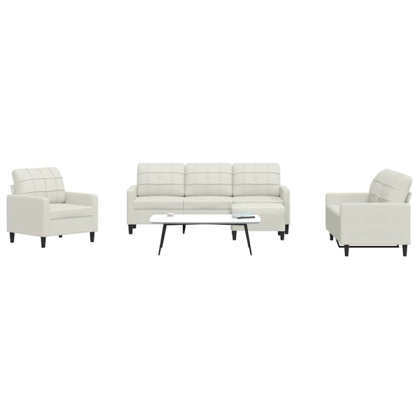 Sofa set with cushions, 4 parts, cream, velvet