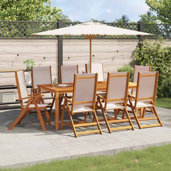 Folding garden chairs, 8 pcs., solid acacia and textilene