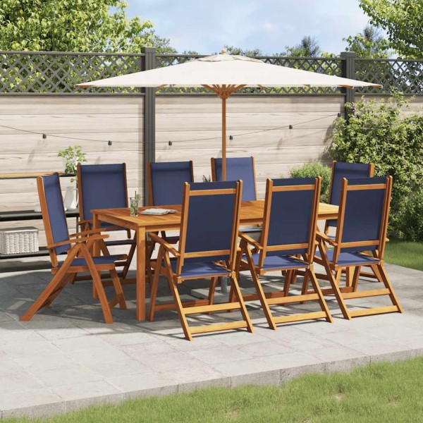 Folding garden chairs, 8 pcs., solid acacia and textilene