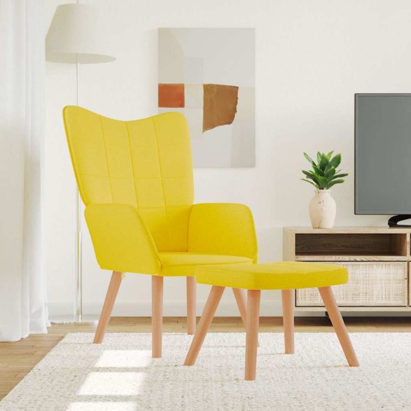 Lounge chair with footrest, mustard, fabric