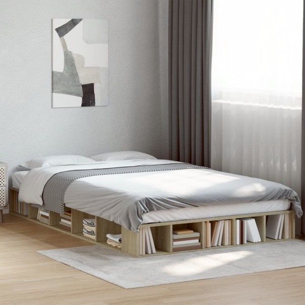 Bed frame, sonoma oak color, 120x200cm, processed wood