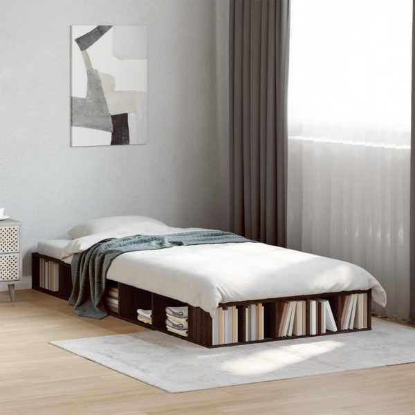 Bed frame, brown oak, 90x200cm, processed wood