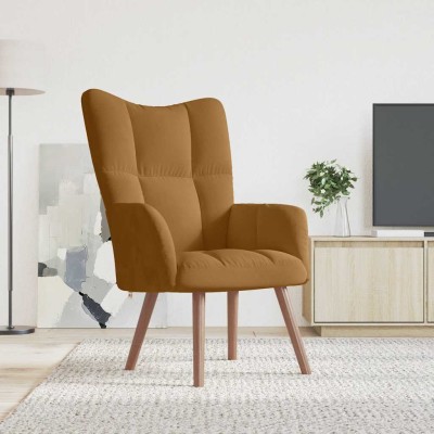Lounge chair, brown, velvet