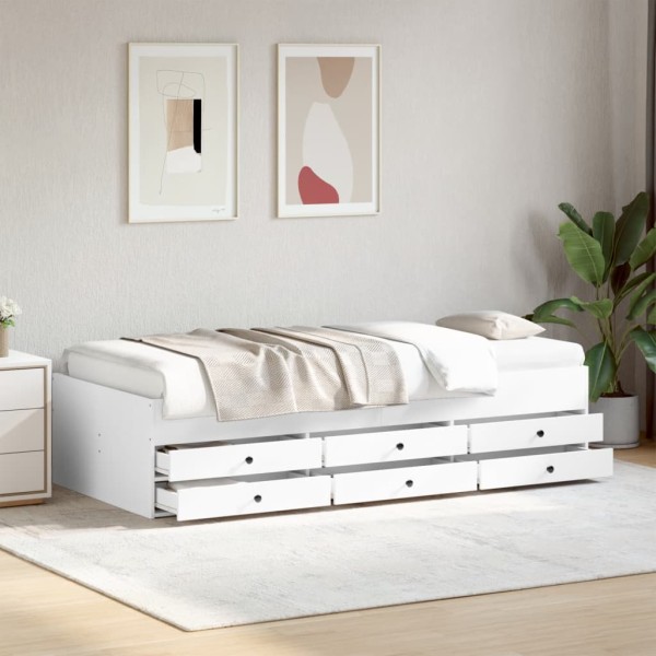 Couch with drawers without mattress, white, 90x190 cm