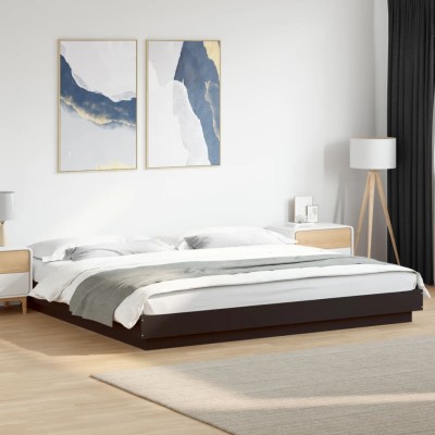 Bed frame with LED, black,...