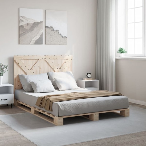 Bed frame with headboard, 160x200 cm, solid pine wood