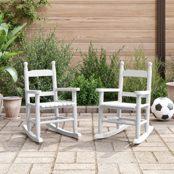 Rocking chairs for children, 2 pcs., white, solid poplar wood