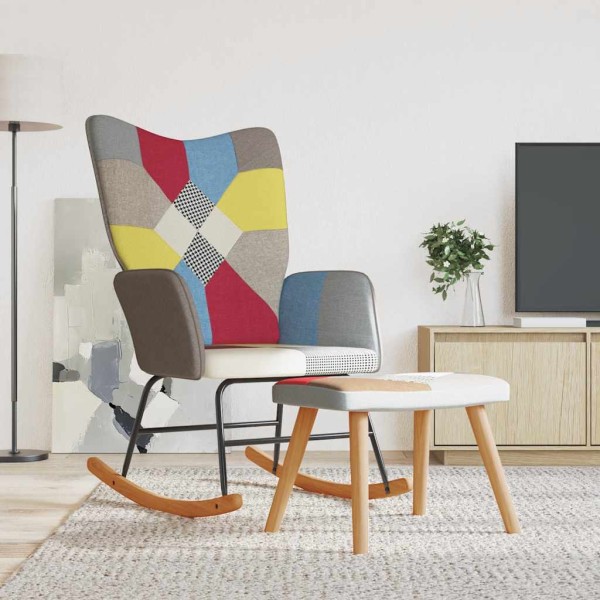 Swivel chair with footrest, fabric, quilted design