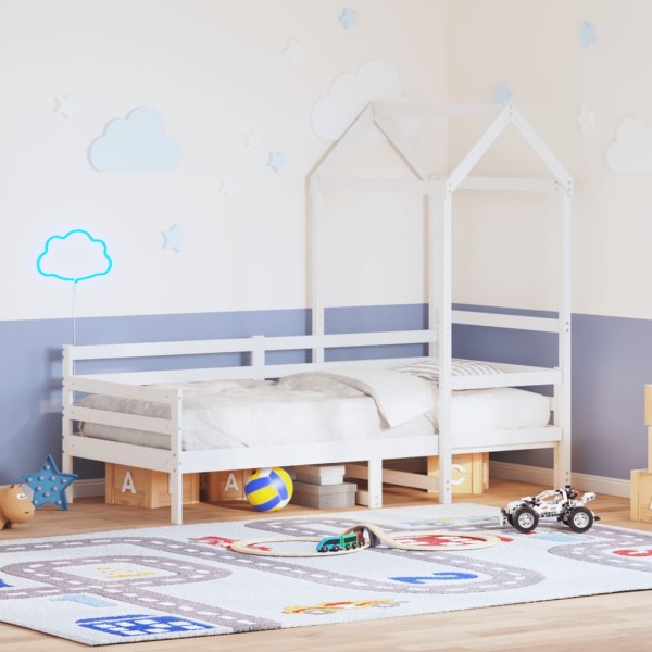 Bed with canopy, white, 80x200cm, solid pine