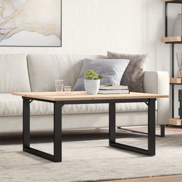 Coffee table, 80x80x45cm, pine and steel, O-shaped frame