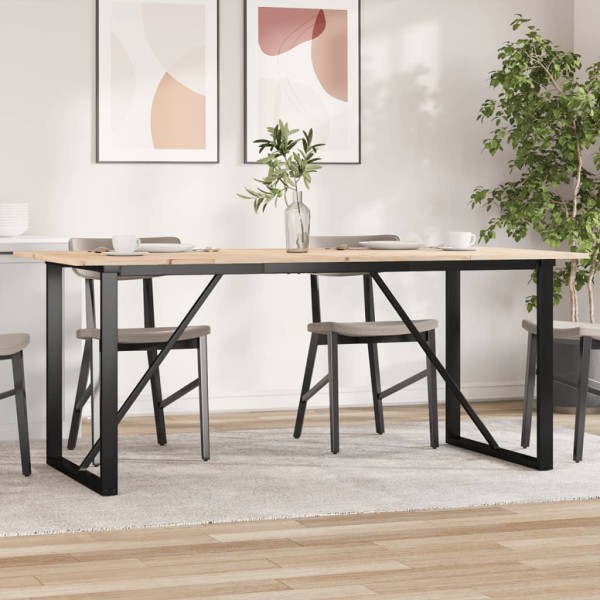Dining table, 180x90x75cm, pine and steel, O-shaped frame