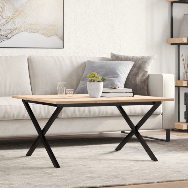 Coffee table, 90x90x45cm, pine and steel, X-shaped frame