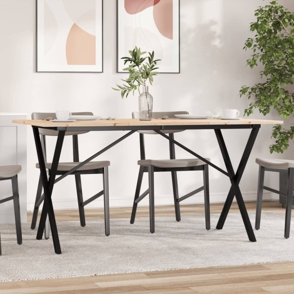 Dining table, 160x80x75cm, pine and steel, X-shaped frame
