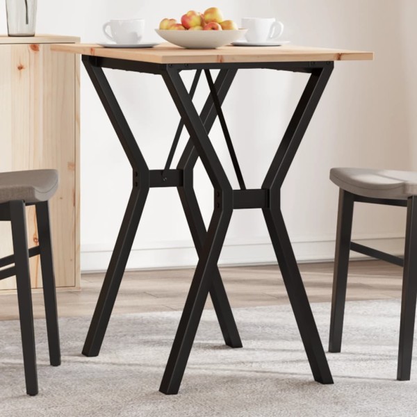 Dining table, 80x50x75cm, pine and steel, Y-shaped frame