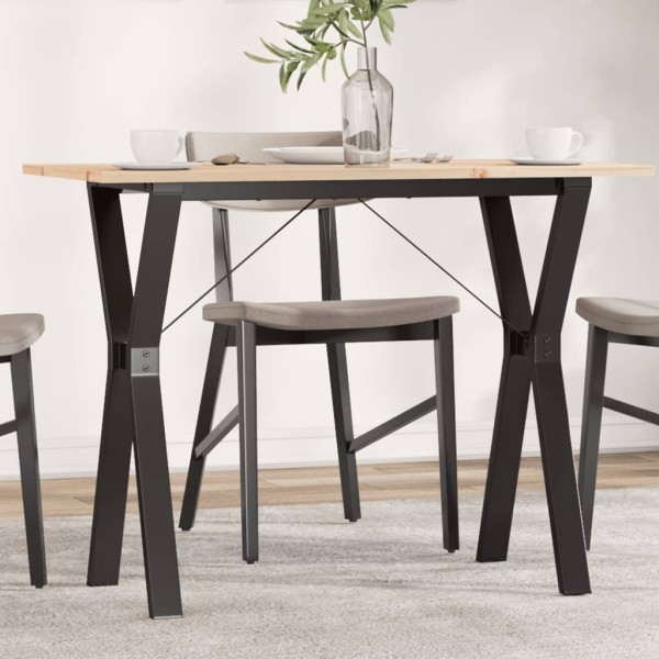 Dining table, 100x50x75cm, pine and steel, Y-shaped frame