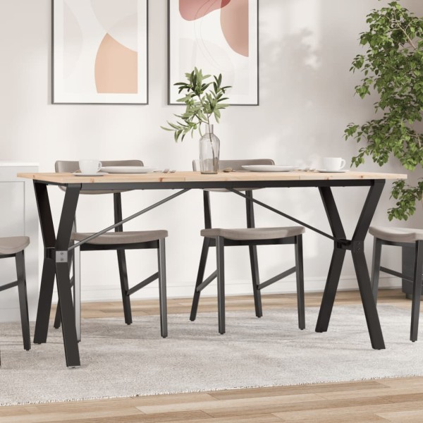 Dining table, 160x80x75cm, pine and steel, Y-shaped frame