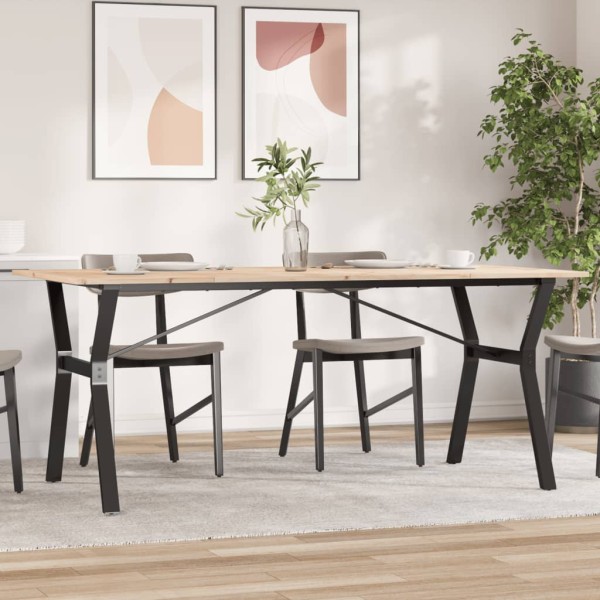 Dining table, 180x90x75cm, pine and steel, Y-shaped frame