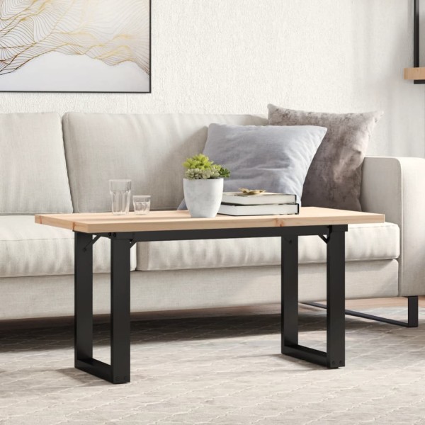Coffee table, 100x50x45.5cm, pine and steel, O-shaped frame
