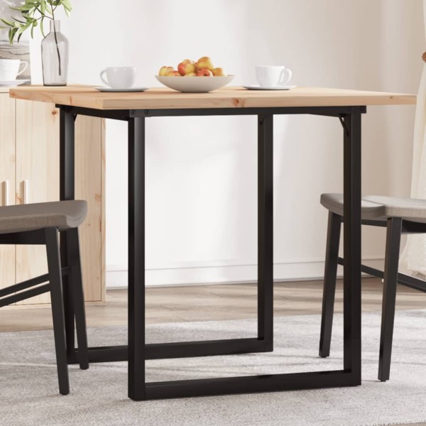 Dining table, 80x80x75.5cm, pine and steel, O-shaped frame