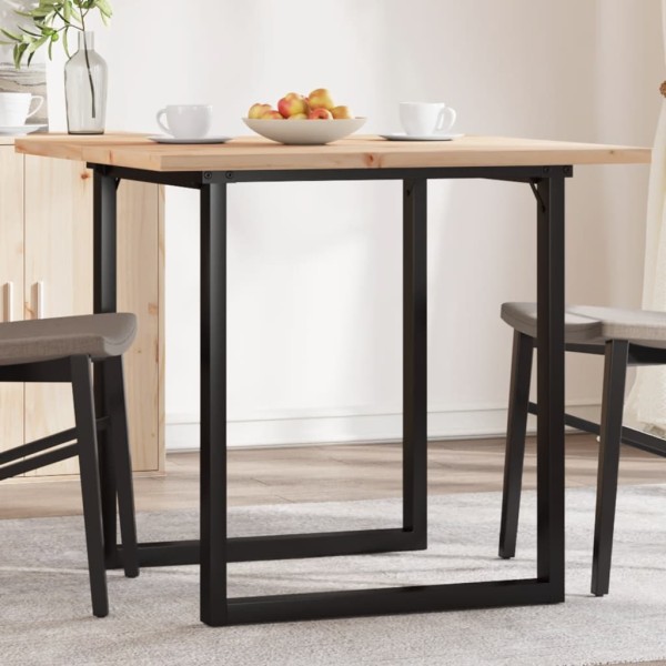 Dining table, 90x90x75.5cm, pine and steel, O-shaped frame