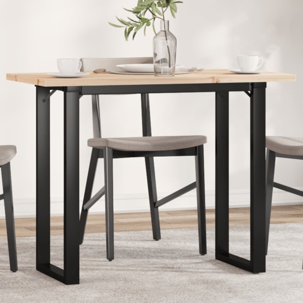 Dining table, 100x50x75.5cm, pine and steel, O-shaped frame