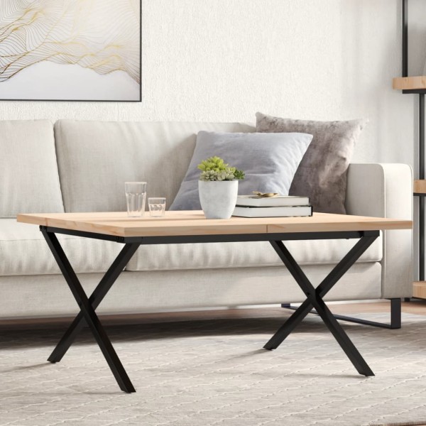 Coffee table, 90x90x45.5cm, pine and steel, X-shaped frame