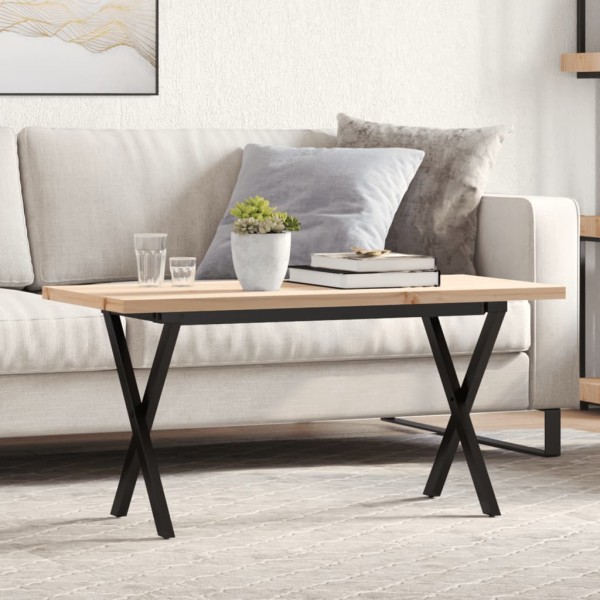Coffee table, 100x50x45.5cm, pine and steel, X-shaped frame