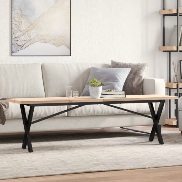 Coffee table, 160x40x45.5cm, pine and steel, X-shaped frame
