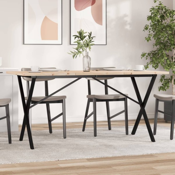 Dining table, 160x80x75.5cm, pine and steel, X-shaped frame