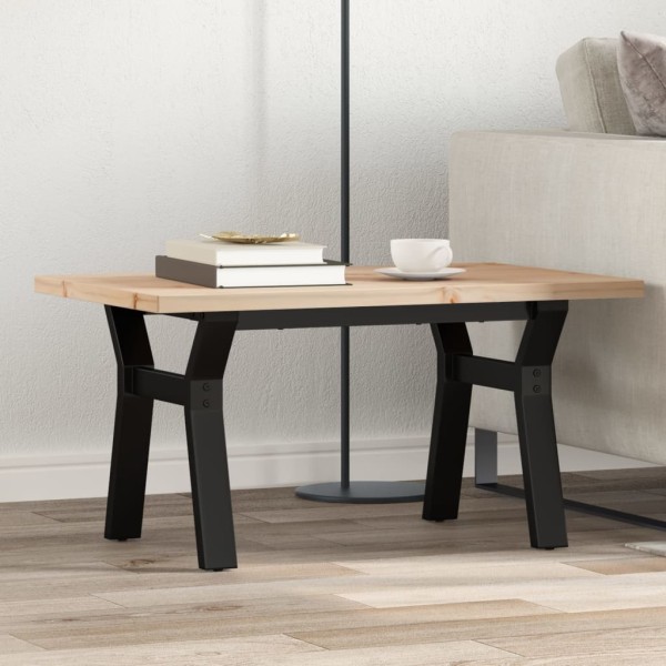 Coffee table, 80x50x40.5cm, pine and steel, Y-shaped frame
