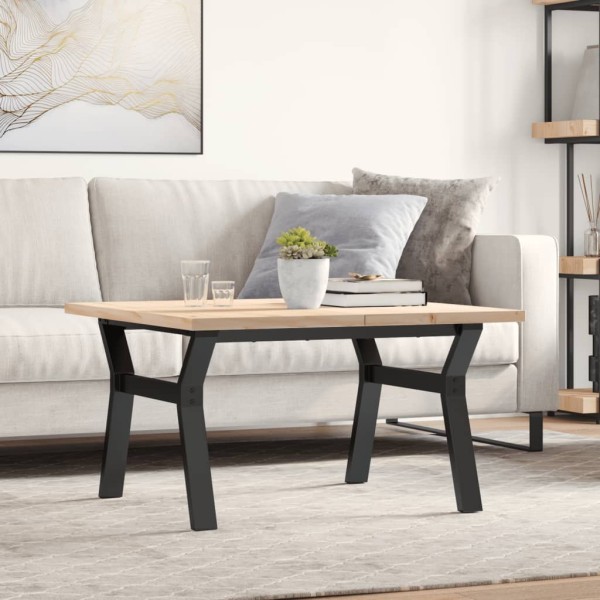 Coffee table, 80x80x45.5cm, pine and steel, Y-shaped frame