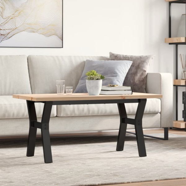 Coffee table, 100x50x45.5cm, pine and steel, Y-shaped frame