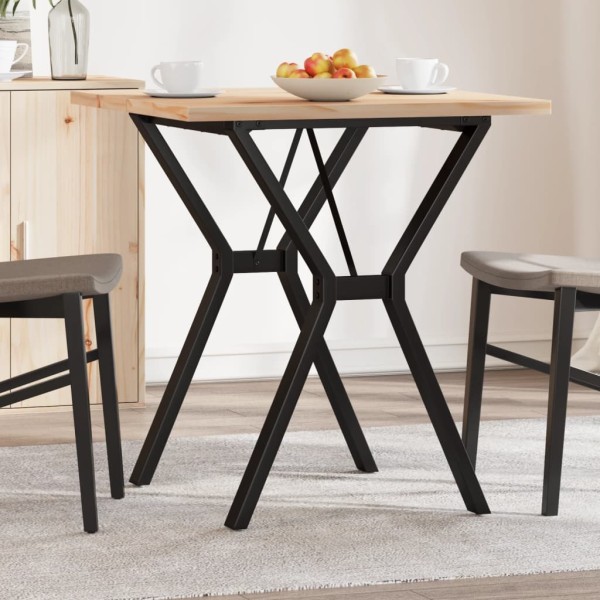 Dining table, 70x70x75.5cm, pine and steel, Y-shaped frame