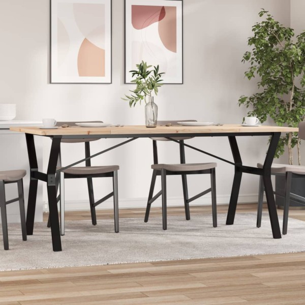 Dining table, 180x90x75.5cm, pine and steel, Y-shaped frame