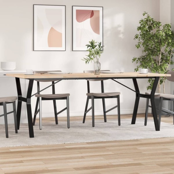 Dining table, 200x100x75.5cm, pine and steel, Y-shaped