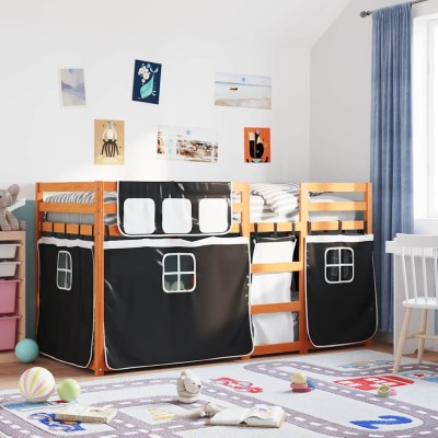 Bunk bed with curtains,...