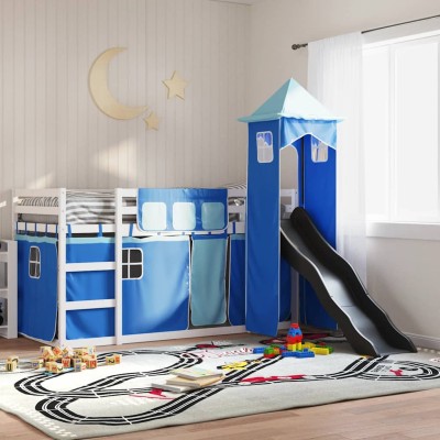 Bunk bed with curtains and...