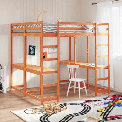 High bed with desk and...